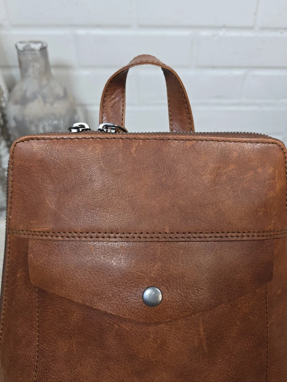Spikes and Sparrow Brown Leather Backpack